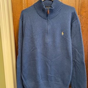 Blue quarter zip sweater, gently worn, xxl. Lighter blue than a navy